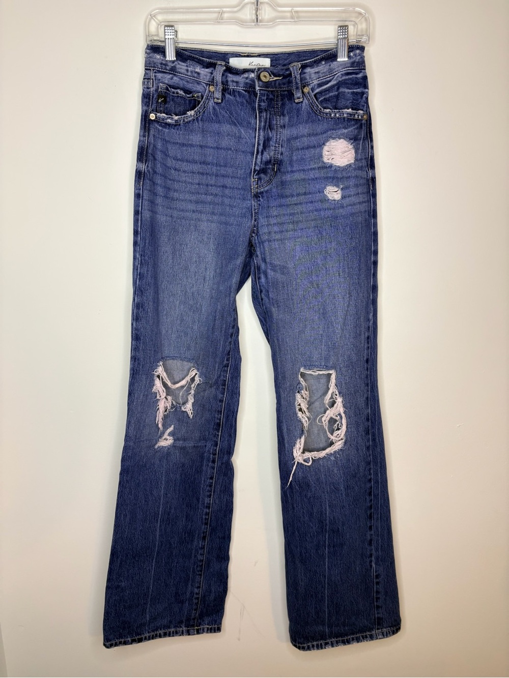 KanCan Medium Blue Wash Distressed Straight Leg Jeans Size 3/25